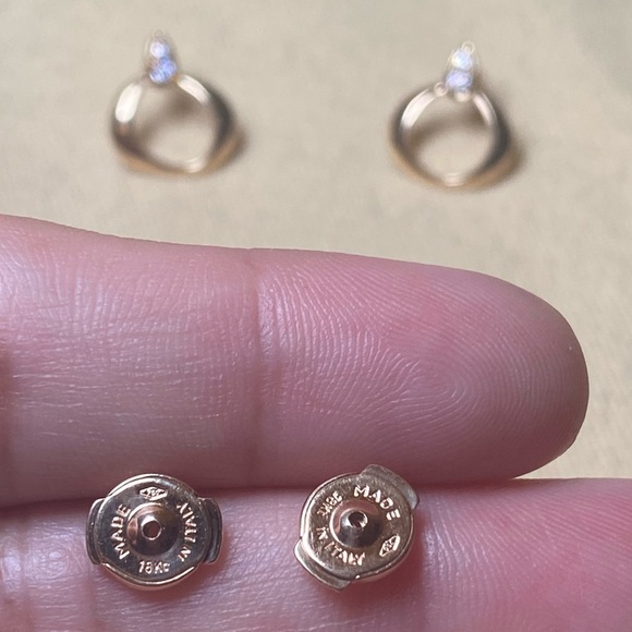 OMEGA Dewdrop 18K Yellow Gold Diamond Earrings - Picture 9 of 12